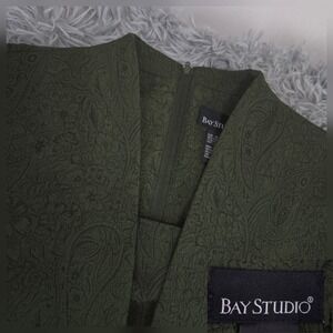 Bay Studio‎ 6293 Womens 14 Green Floral Paisley Short Sleeve Midi Dress